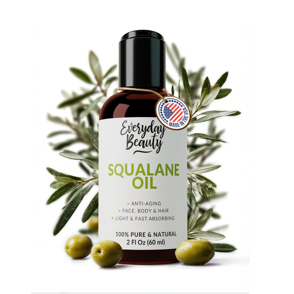 Everyday Beauty squalane oil front bottle shows clean packaging and hydration benefit