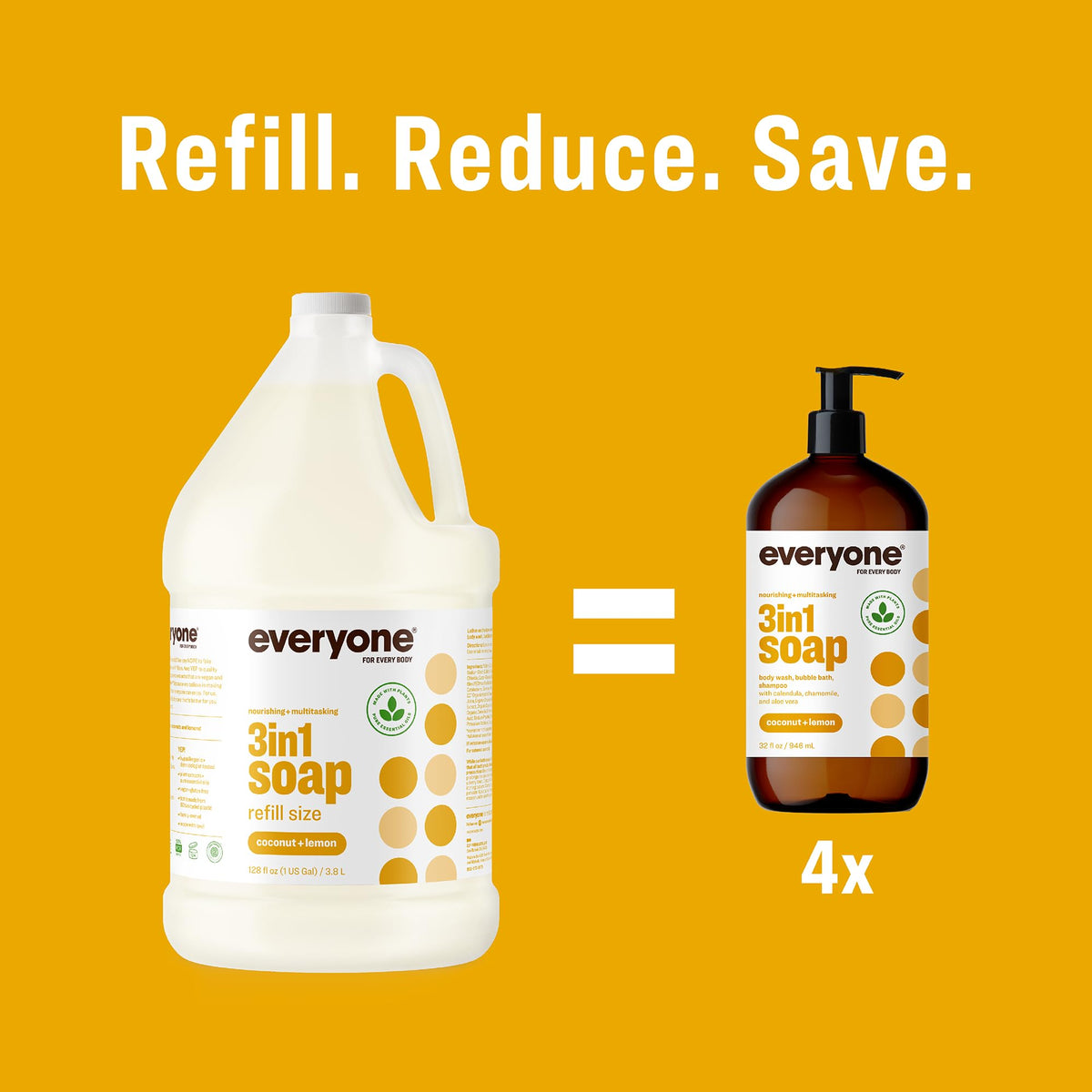everyone bottle with recycled plastic symbol highlighting sustainable packaging