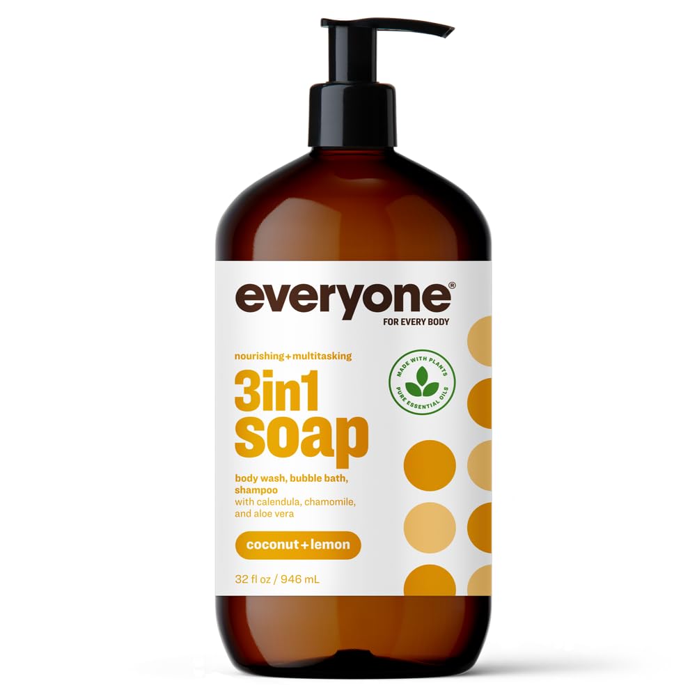 everyone front label showing coconut and lemon scent and benefits