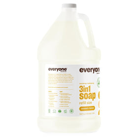 everyone gallon beside travel bottles showing value and refill potential