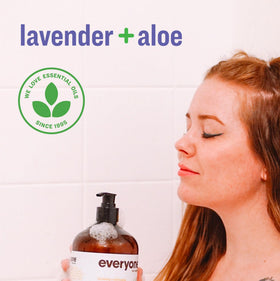everyone pouring 3-in-1 into hand in shower showing convenient single-bottle use