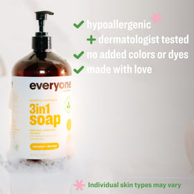 everyone pump and label closeup highlighting ingredient transparency and easy dispensing