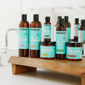 everyone ingredient layout with pomegranate and carrot seed oils for hydration