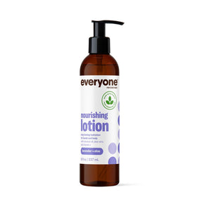 Everyone front packaging showing bottle and lavender, soothing travel-size benefit