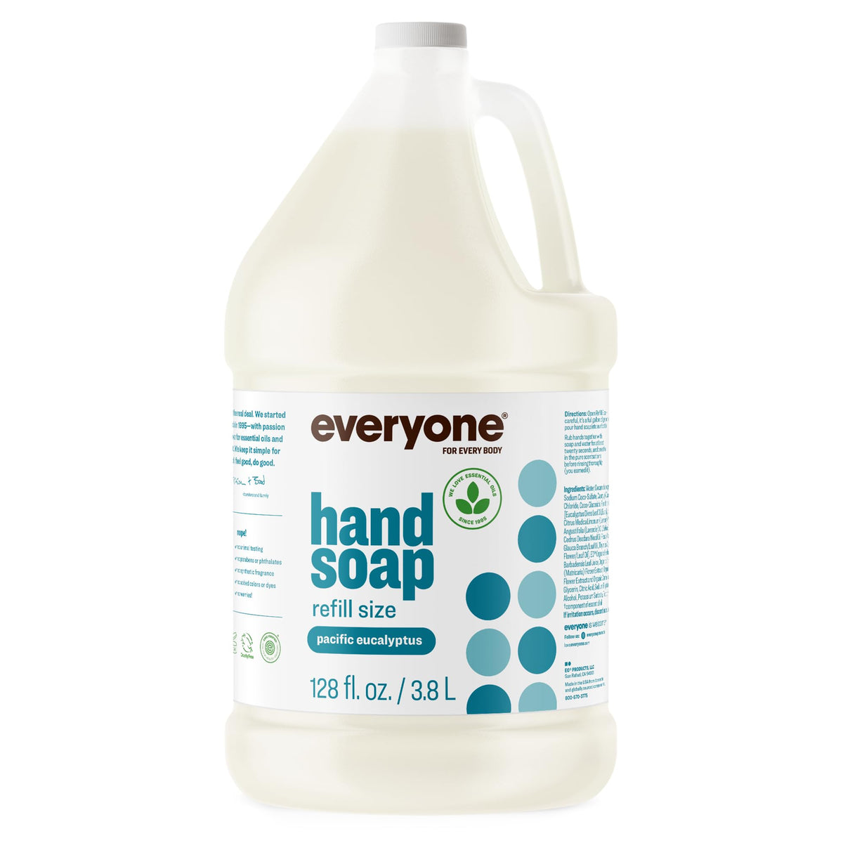 everyone gallon front view showing product and eco packaging benefit