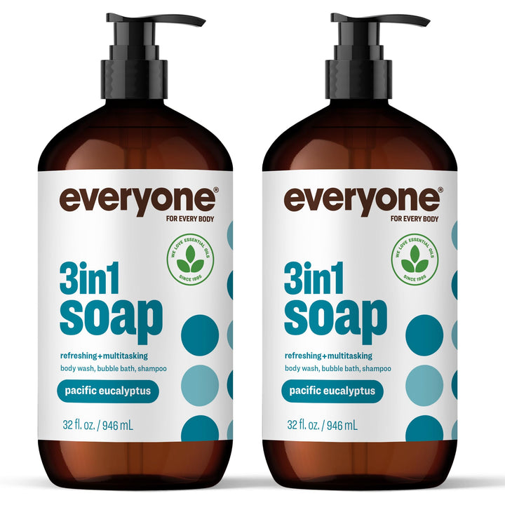 everyone bottle front packaging showing eucalyptus scent and benefits