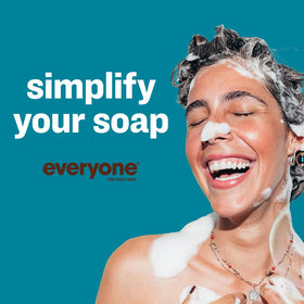 everyone for every body bottle in shower scene indicating multipurpose use and convenience benefit