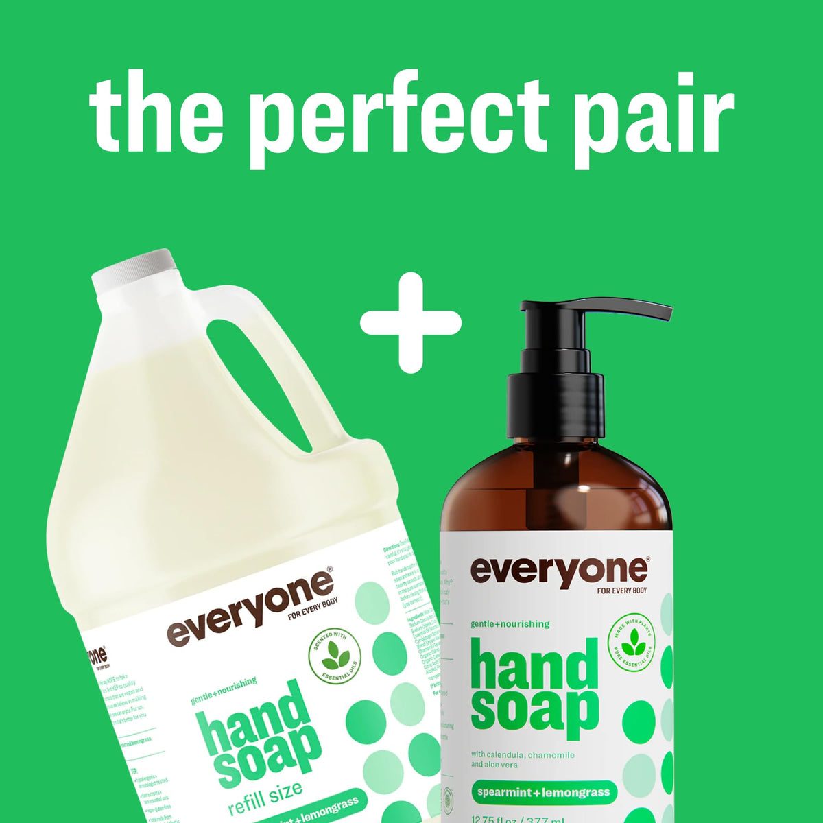Everyone size comparison with hand shows gallon scale and cost-per-use advantage