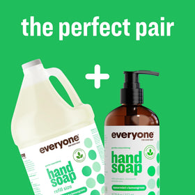 Everyone size comparison with hand shows gallon scale and cost-per-use advantage