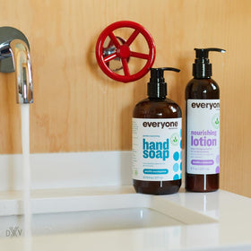 Everyone lotion in a bathroom lifestyle scene, pleasant scent and routine