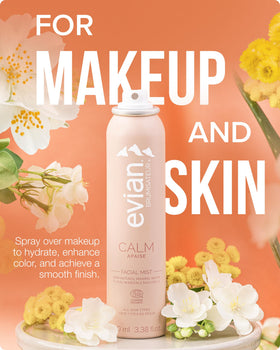 BRUMISATEUR Evian Calm inside a travel pouch for easy on-the-go refresh