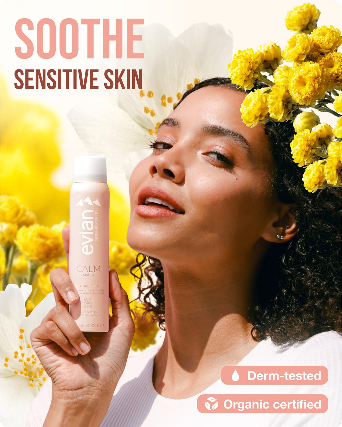 BRUMISATEUR Evian Calm ultra-fine mist spray illustrating lightweight hydration