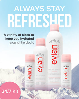BRUMISATEUR Evian nozzle close-up showing fine-mist delivery for even coverage