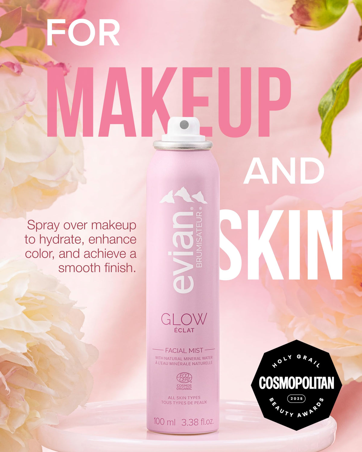 BRUMISATEUR Evian Glow with white peony root showing radiance support