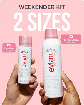 BRUMISATEUR Evian bottle in hand showing scale and easy portability
