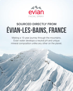 BRUMISATEUR Evian lifestyle scene outdoors illustrating cooling skin relief
