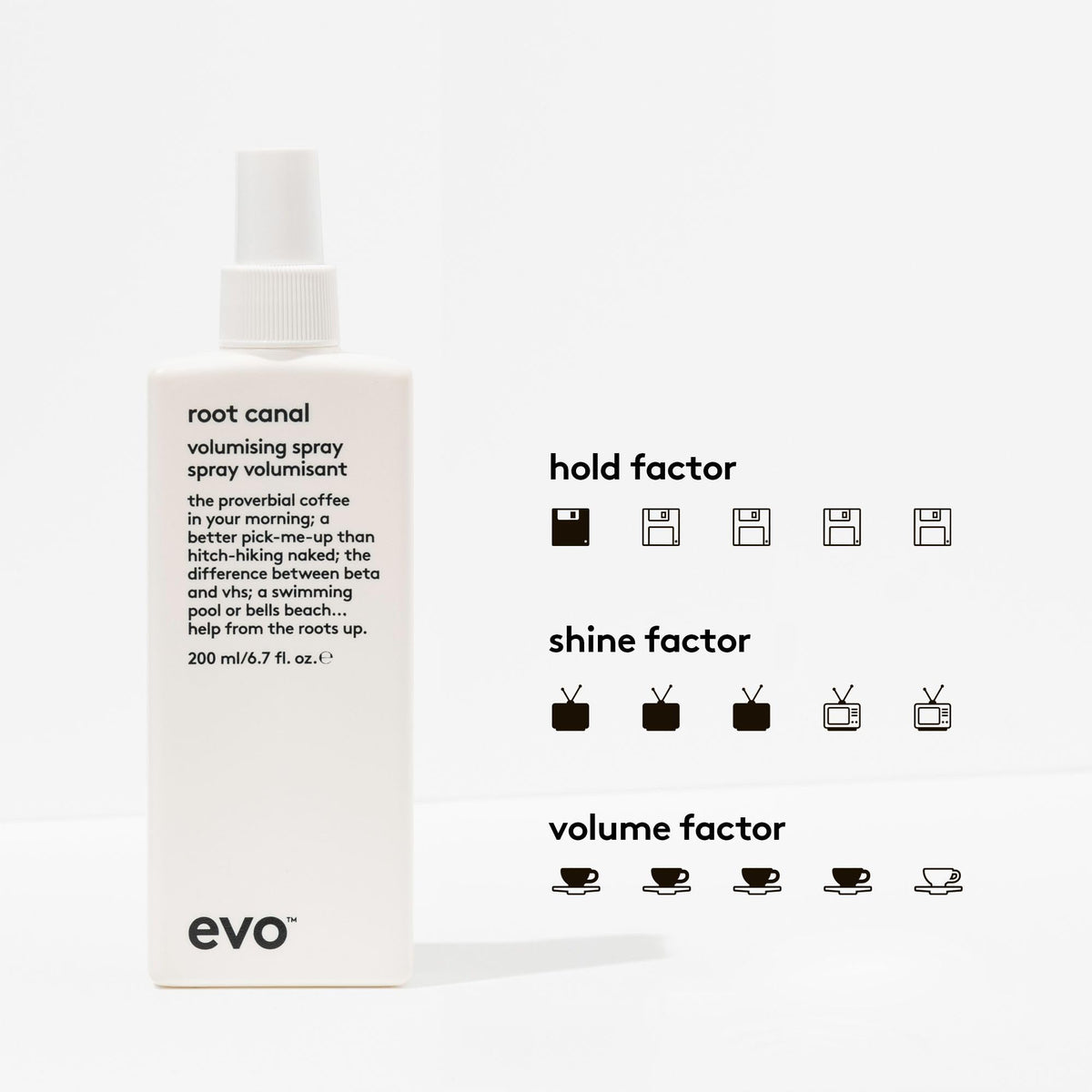 EVO Root Canal spray texture close-up showing lightweight mist benefit