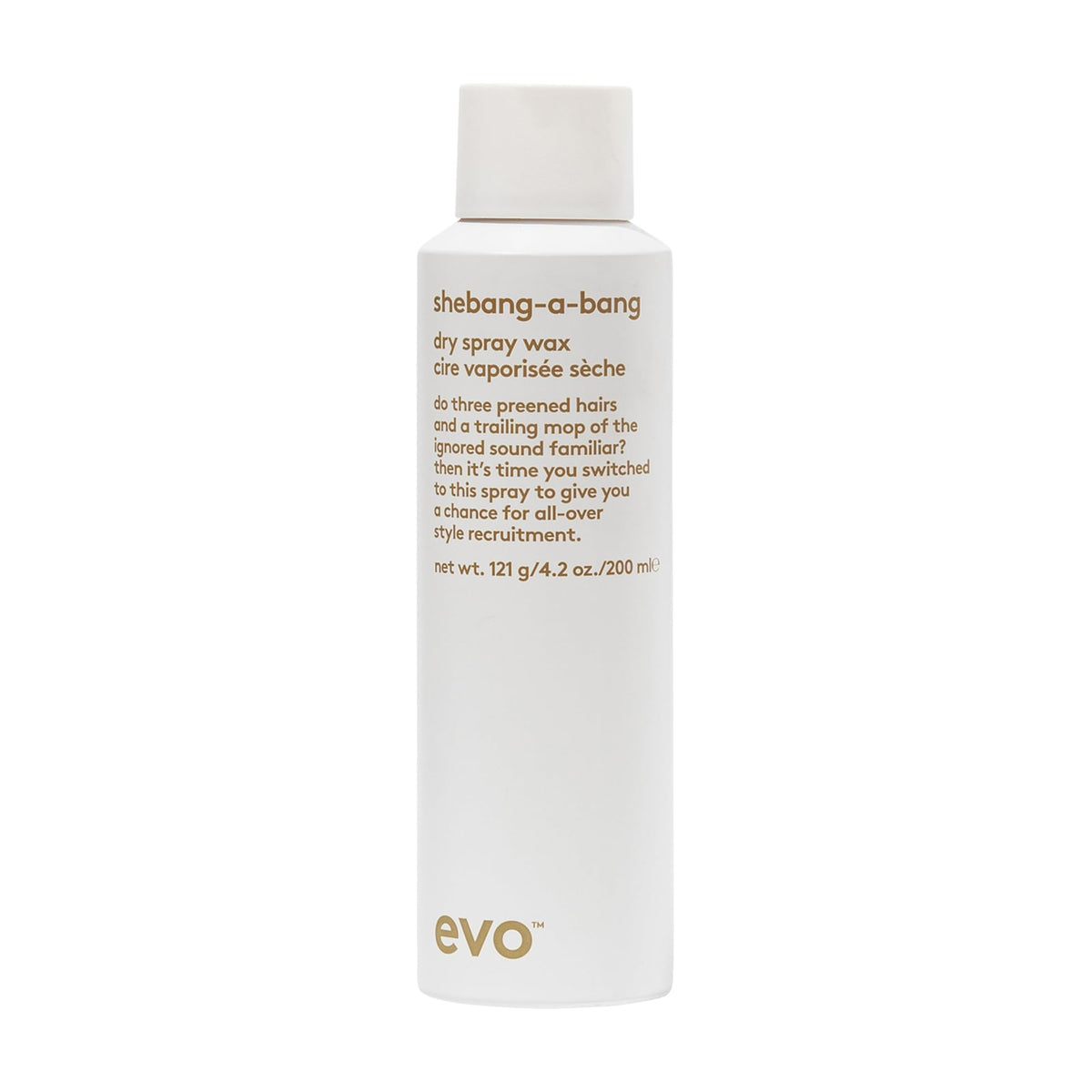 EVO front packaging showing bottle and label, clear styling benefit