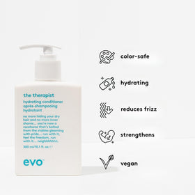 EVO conditioner applied in hair during shower for improved manageability