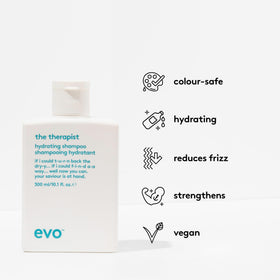 EVO The Therapist creamy shampoo texture on hand for moisture demonstration