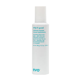 EVO front packaging of Whip It Good mousse showing 200ml bottle and branding, highlights lightweight formula