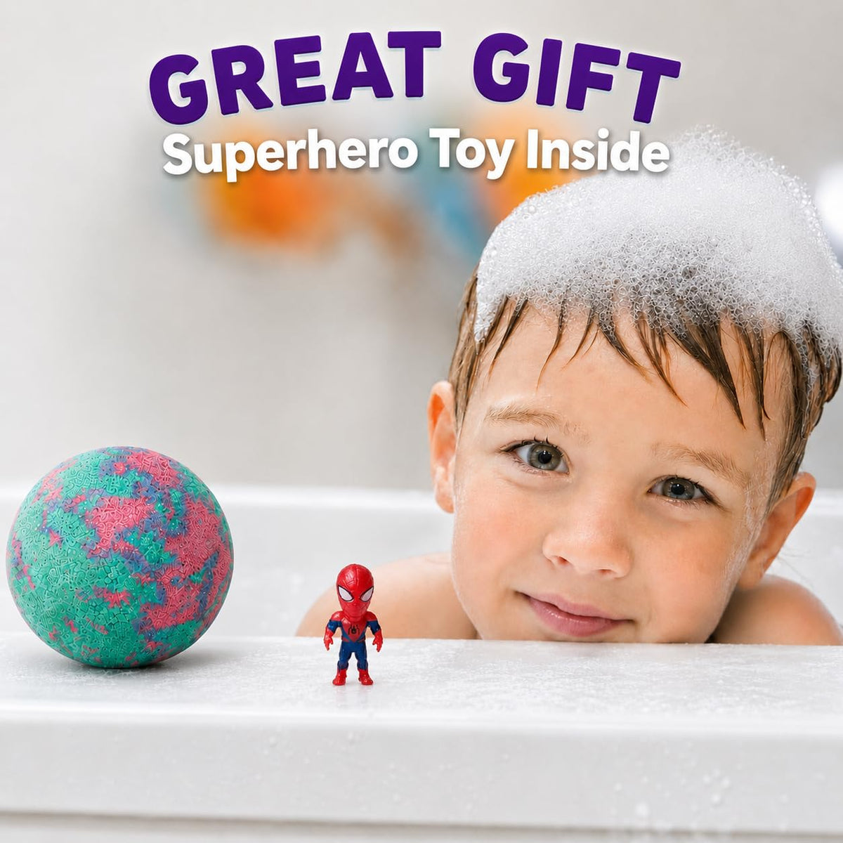 EvolutionUSA vibrant colorful bathwater fizz demonstrating entertaining sensory play