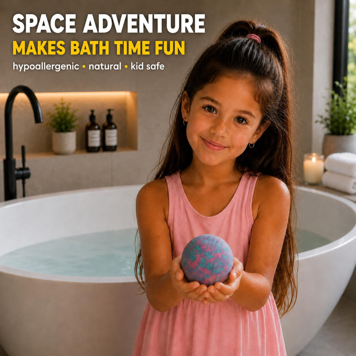 EvolutionUSA family using bath bombs in tub showing joyful sensory routine