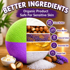 EvolutionUSA individually wrapped bath bombs lined up, hygienic and gift-ready