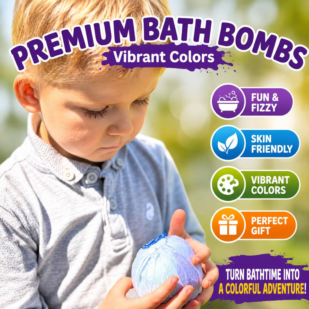 EvolutionUSA child enjoying colorful bath time with superhero toy, imaginative play benefit