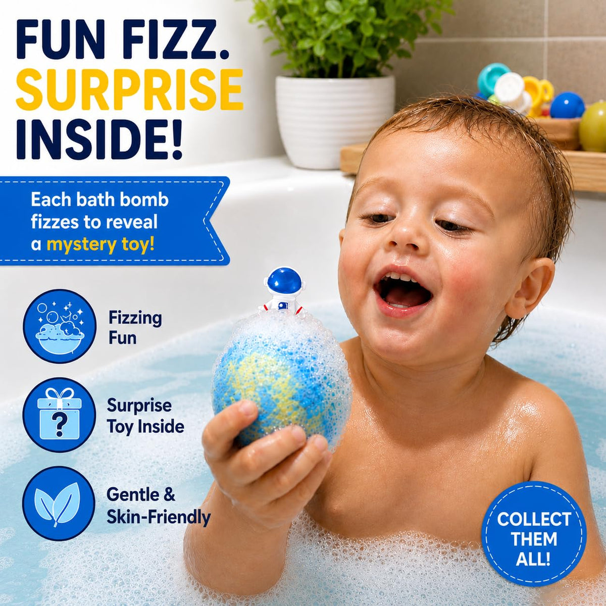 EvolutionUSA close-up of planet-shaped bath bombs highlighting colorful designs