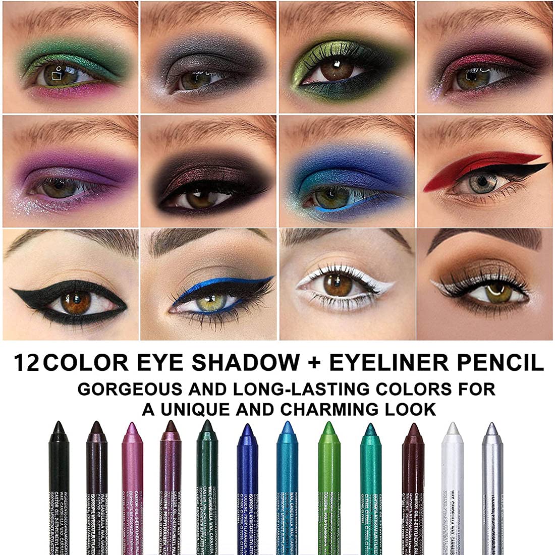 evpct 12 pencils laid out displaying diverse finishes and versatility