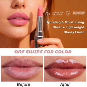 evpct application close-up on lips demonstrating sheer hydrating tint