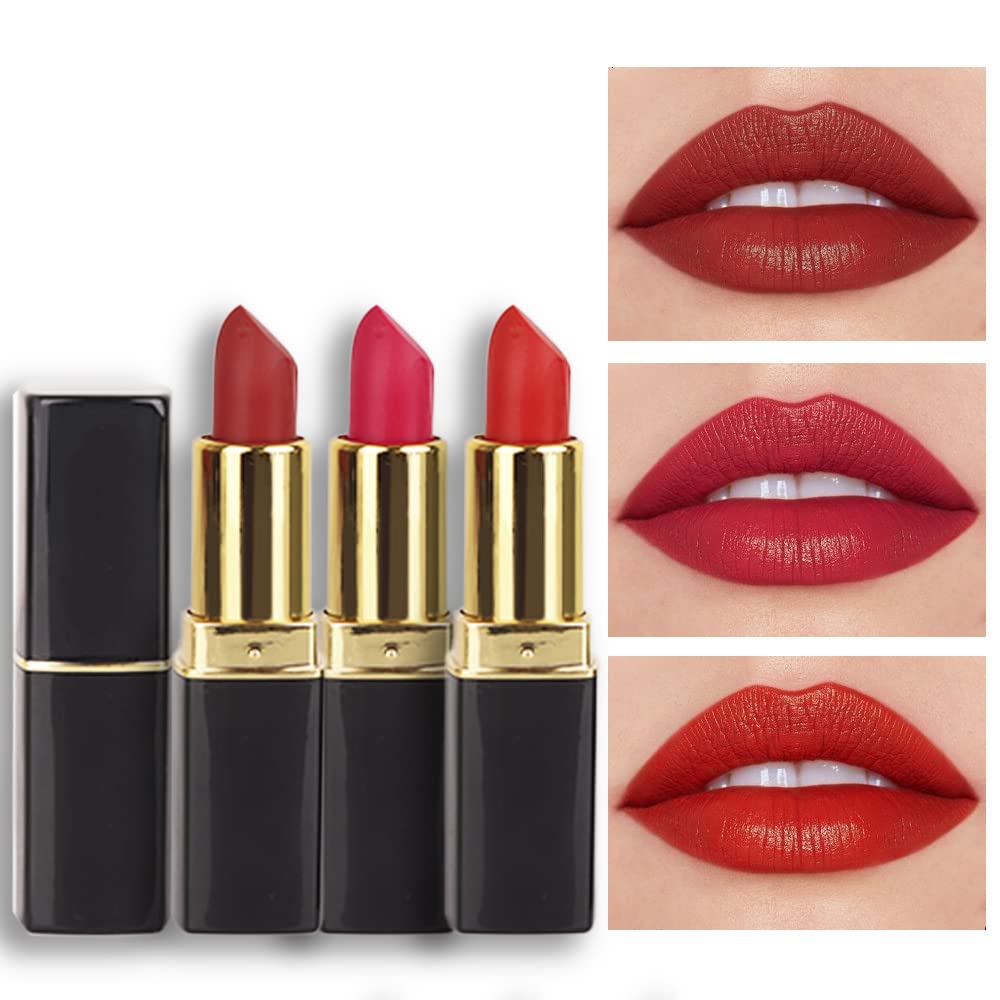 evpct front packaging trio showing three matte red shades and gift-ready box