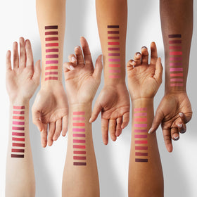 evpct lipstick applied on dark skin model showing true color payoff and flattering finish