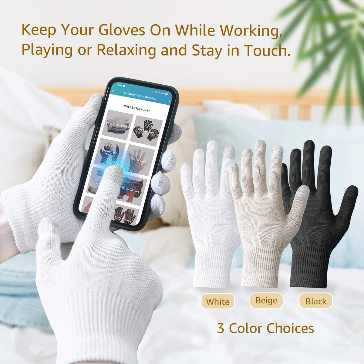 evridwear man using smartphone wearing gloves for therapy