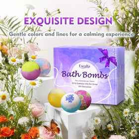 Excalla bath bomb fizzing in warm tub producing bubbles and color
