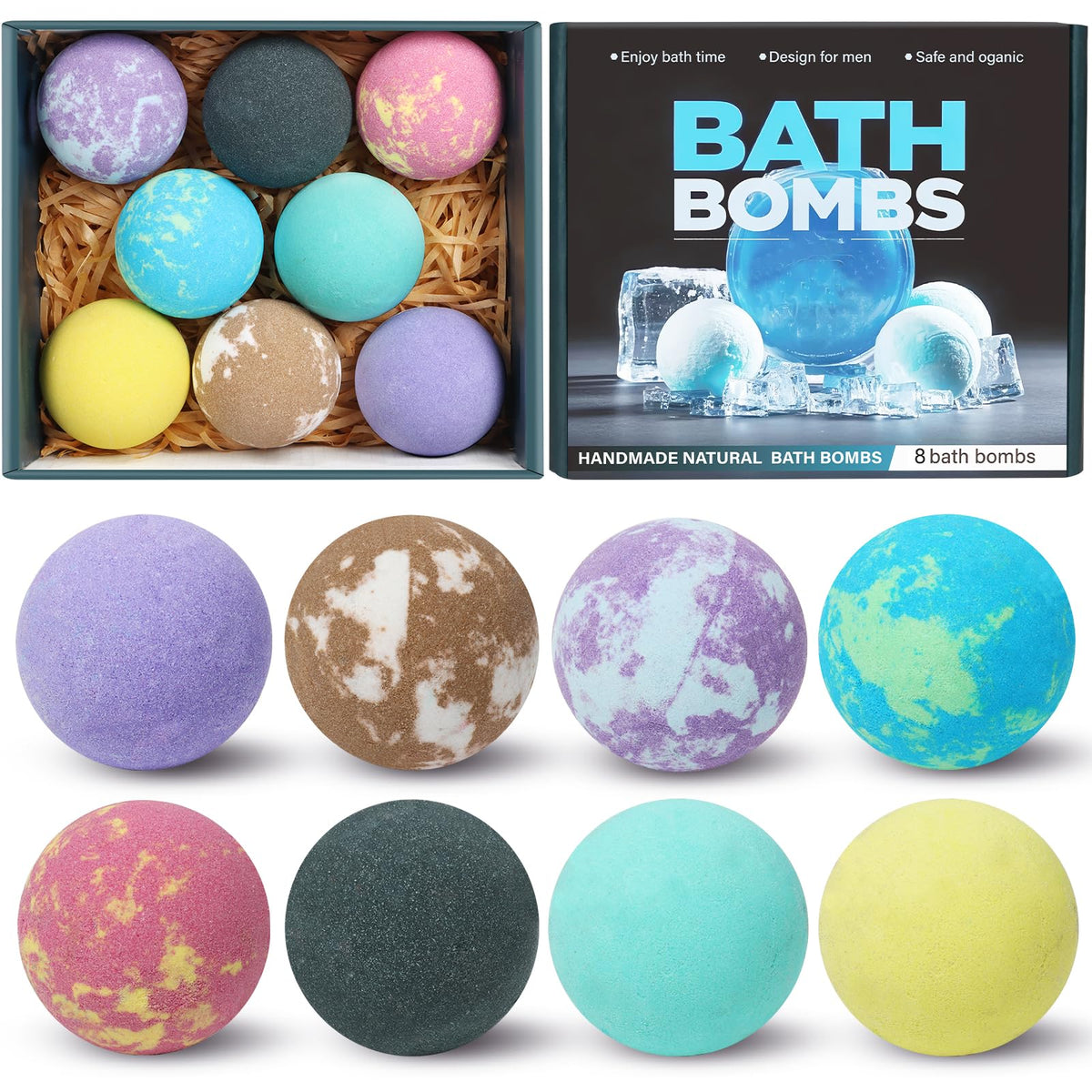 Excalla close-up of bath bomb texture highlighting natural ingredients and smooth finish
