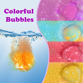 Excalla fizzing bath bomb in tub with colored water benefit: sensory bath experience