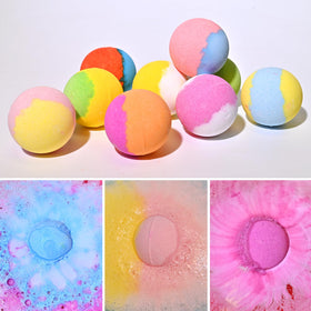 Excalla fizzing in bathtub with bright colors demonstrating easy cleanup benefit