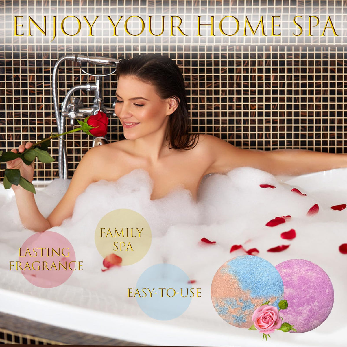 Excalla individually wrapped bath bombs demonstrating scent variety