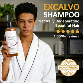 Excalvo back label with ingredients list and usage instructions benefit