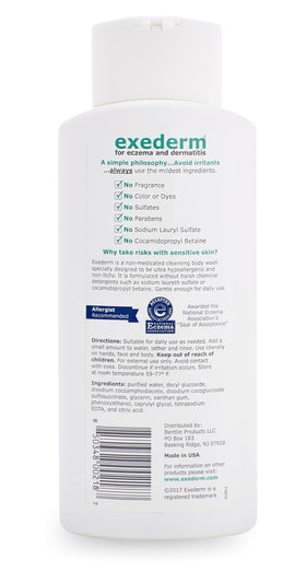 Exederm in bathroom routine being applied to arm for soothing hydration