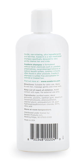 Exederm bottle in hand for scale showing travel-friendly 8 fl oz benefit