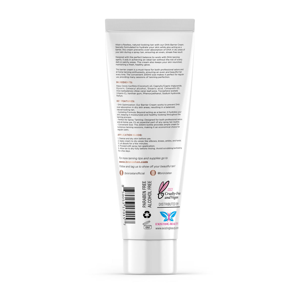 Existing Beauty barrier cream next to 200ml scale showing generous supply
