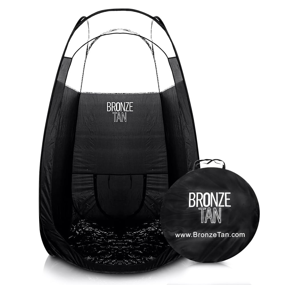 Existing Beauty front view of pop up spray tent showing professional setup and containment benefit