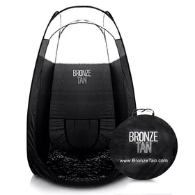 Existing Beauty front view of pop up spray tent showing professional setup and containment benefit