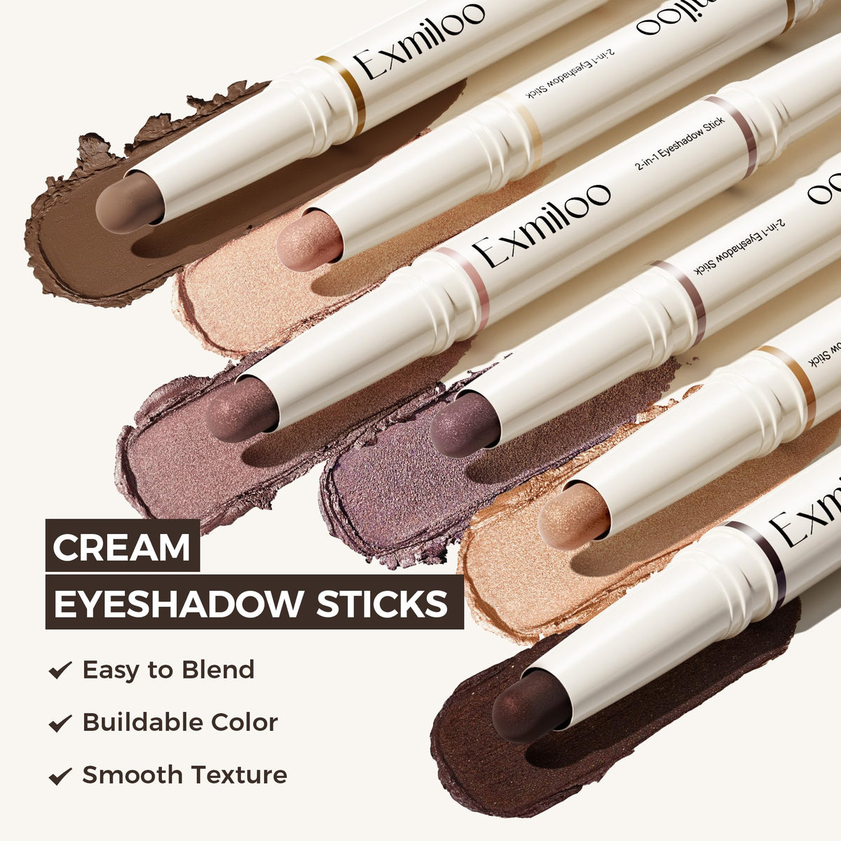 exmiloo cream swatches on arm demonstrating blendable texture and true payoff