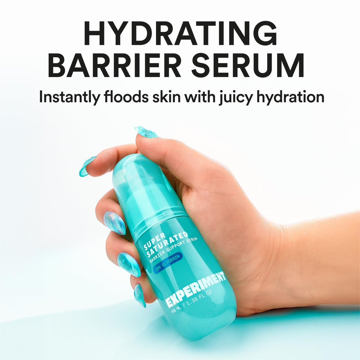 Experiment pipette dispensing serum emphasizing concentrated, fast-absorbing texture