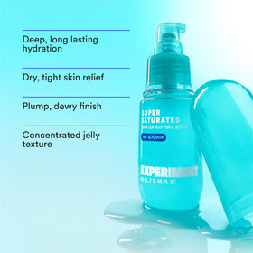 Experiment serum spread on skin demonstrating dewy, plumping hydration result