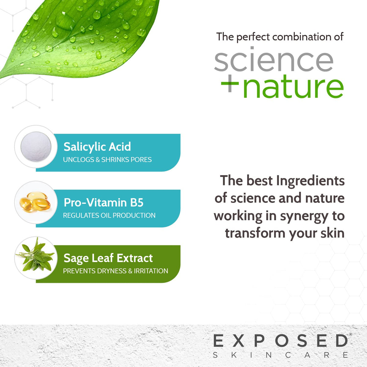 Exposed Skin Care conceptual before-and-after image suggesting clearer pores